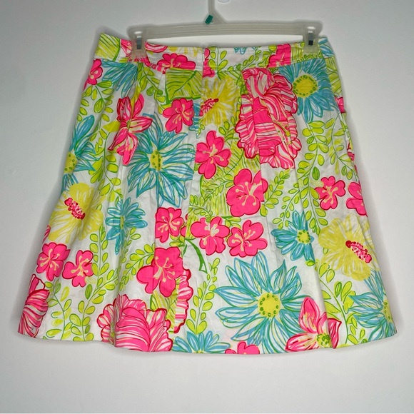 Lilly Pulitzer pleated A-line skirt “Neon Hibiscus" floral print pockets Size 12 - Picture 8 of 16